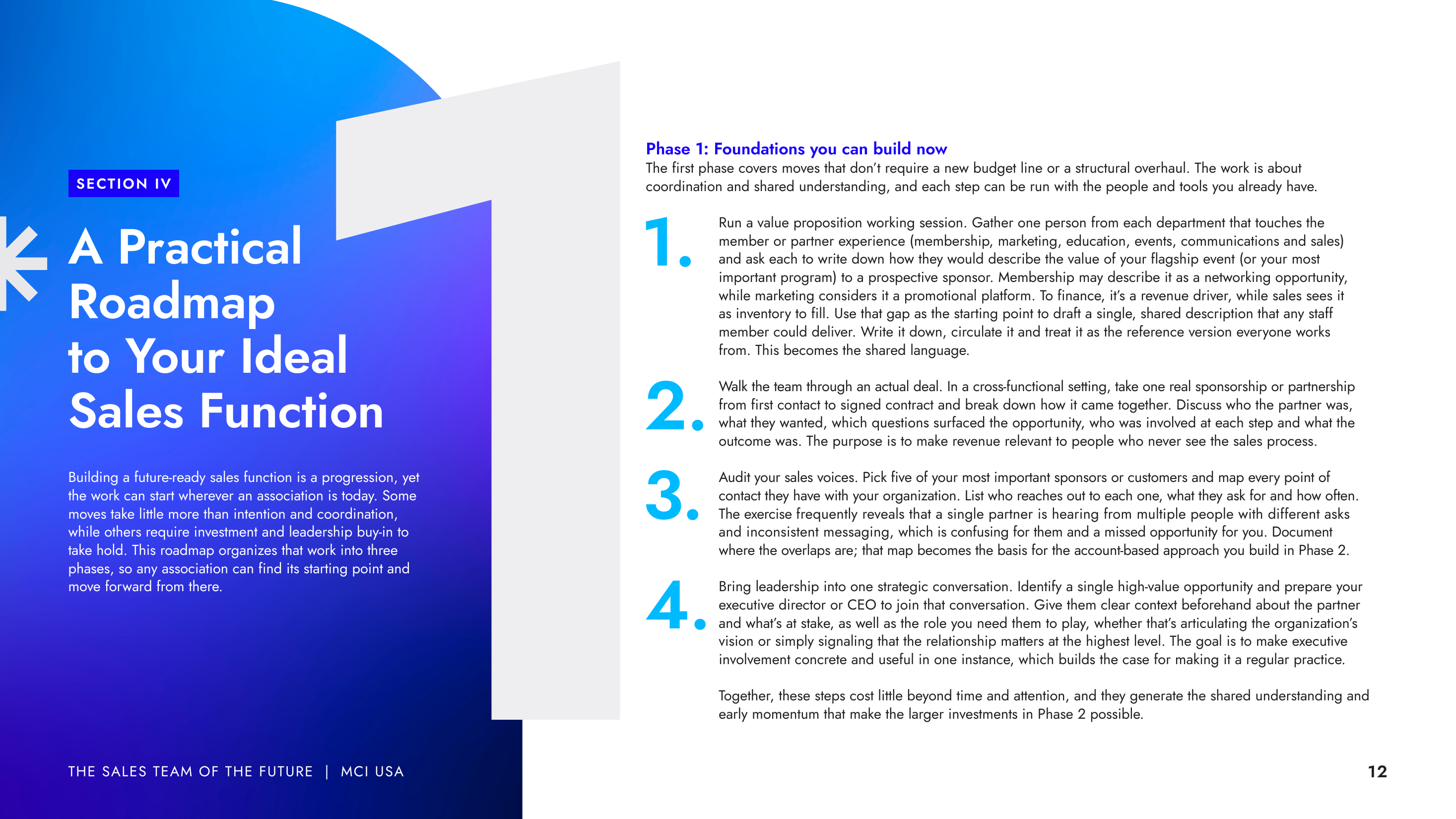 Preview of the guide's three-phase sales roadmap